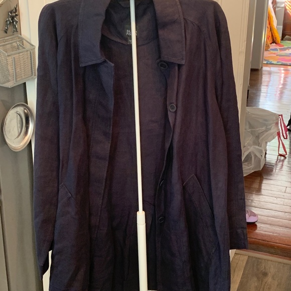Eileen Fisher 100 percent‎ linen swing jacket with pockets. Worn a few times - Picture 1 of 4
